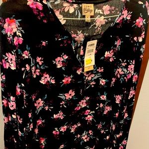 Pull Over Floral Top keyhole tie